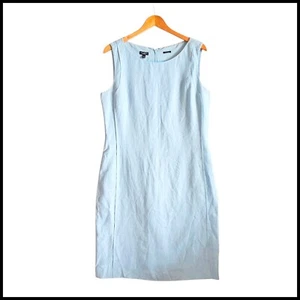 Vestido de lino irlandés Talbots funda sin mangas azul claro carrera talla 14 - Imagen 1 de 10