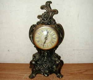 VINTAGE UNITED CLOCK ORNATE BRONZE COLORED CAST METAL ELECTRIC MANTEL CLOCK - Picture 1 of 11