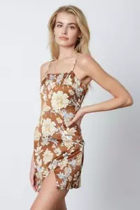 Mini vestido floral con hendidura y espalda abierta - Imagen 1 de 4