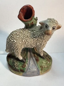 Staffordshire 5" England Antique Spill Bud Vase Sheep Lamb Ewe - Picture 1 of 8