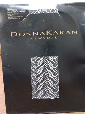 Vintage Donna Karen Abstract Fish Net Pantyhose in ONYX Size Med/Tall NOS - Image 1 of 4