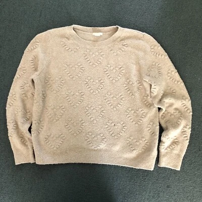 Suéter Top H&M Mujer Niñas Talla Mediana Mangas Largas Beige Formas de Corazón Foto 1 de 4