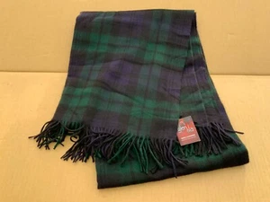 Glen Isla Cashmere Black Watch Shaped Shoulder Wrap Blanket Scarf Poncho New - Picture 1 of 4