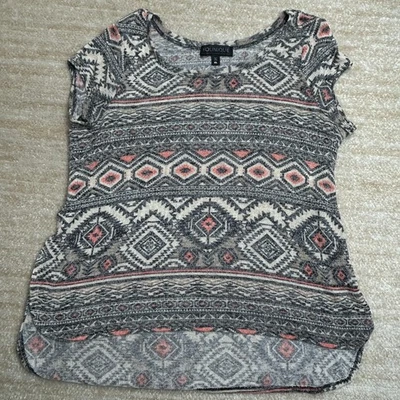 Younique блузка рубашка женщин XL серый розовый Aztec печать эластичной вязаный повседневный - Изображение 1 из 4