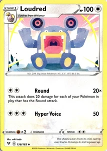 Loudred 136/185 Regular Uncommon Vivid Voltage Pokemon Karte LP - Bild 1 von 2