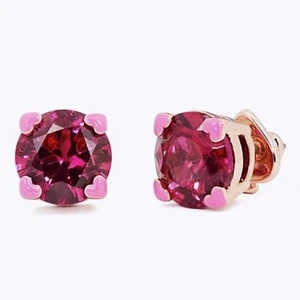 NUEVO CON ETIQUETAS Pendientes Kate Spade Corazón Punta Chapados en Oro Rosa Rojo - Imagen 1 de 6