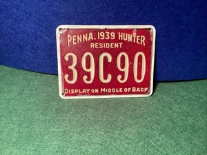 Licencia de caza Pennsylvania 1939, metal, #39c90 - Imagen 1 de 4