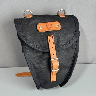 Acorn Bags Medium Saddle Bag Canvas Leather Cycling Pack Touring Bike Black - Image 1 of 4