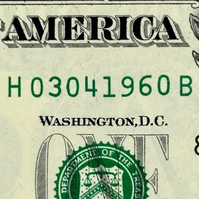 March 4th 1960 3rd April Dollar Bill Uncirculated Birthday Note $1 Fancy Serial - Image 1 of 4