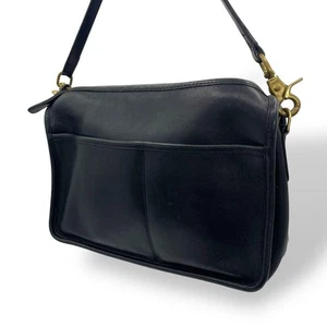 Coach USA Made Leather Shoulder Bag Black Authentic Rare Model - Picture 1 of 11