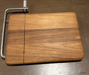 Vintage Danish Modern Good Wood Genuine Teak Wire Cheese Cutter Slicer & Board - Picture 1 of 3