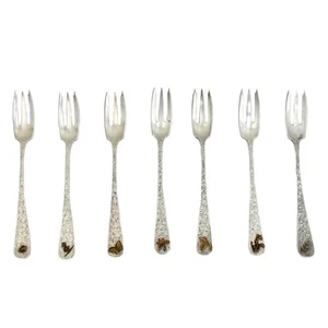 7 Dominick & Haff amerikanische Sterlingsilber gemischte Metall Meeresfrüchte Gabeln um 1900 - Bild 1 von 7
