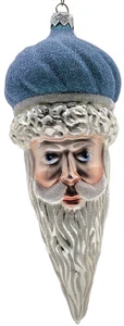 Patricia Breen Minsk Santa Claus Head Light Blue Glitter Christmas Ornament AIC - Picture 1 of 19