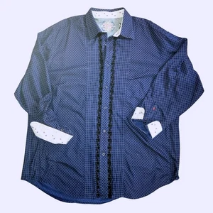 Camisa Robert Graham Hombres Azul Mezcla Pata de Gallo L/S Abotonada Etiqueta Desgarrada 3XL - Imagen 1 de 9