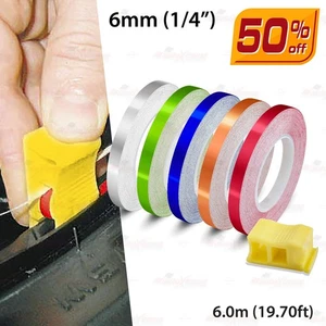 6mm 1/4" Felgenrandaufkleber Band Auto Motorrad Dekorstreifen METALLISCH CHROM - Bild 1 von 12