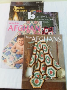 4 folletos afganos vintage de ganchillo y punto - Imagen 1 de 4