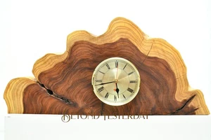 LARGE LIVE EDGE TREE TRUNK / STUMP SLICE MANTEL CLOCK - STUNNING RINGS - QUARTZ - Picture 1 of 18