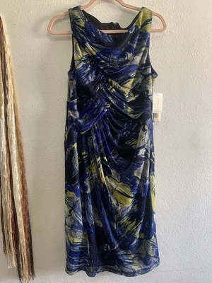 Adrianna Papell синий и зеленый с подкладкой вечернее платье размер 12 - Изображение 1 из 4