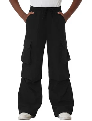 Boys Baggy Cargo Pants Casual Lightweight Wide Leg Drawstring Elastic Waist L... - Image 1 of 4