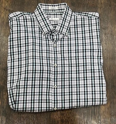 Peter Millar Plaid Button Down Short Sleeve Mens XL Preppy Casual Shirt - Image 1 of 4