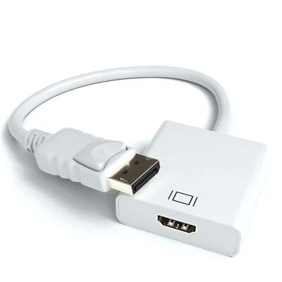 Displayport zu HDMI Adapter | DP Stecker auf HDMI Buchse Kabel Konverter - Weiß - Bild 1 von 4