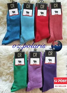 6 Pairs MENS6-11 95% Merino Wool Warm Thermal Woolen Hiking Dress Socks assorted - Picture 1 of 3