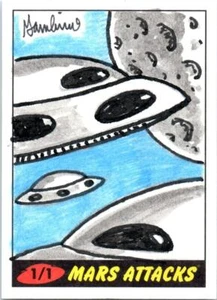 2012 TOPPS MARS ATTACKS SKETCH CARD 1/1 SPACESHIP by GAMBINO LIKE WACKY PACKAGE - Picture 1 of 2
