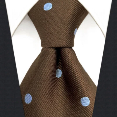 S&W SHLAX&WING Juego de Corbata para Hombre Marrón con Lunares Azules para Trajes Elegante 63" Foto 1 de 4