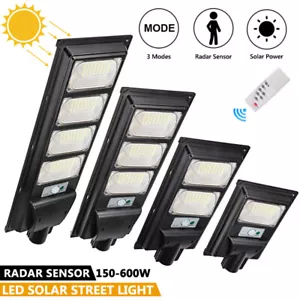 LED Solar Street Light Radar Sensor Outdoor IP66 Remote+Pole Garden Waterproof - Picture 1 of 12