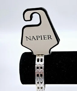 Napier Silvertone Woven Link Stretch Bracelet - Picture 1 of 6