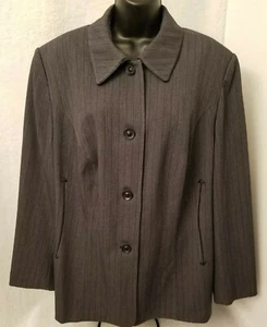 John Meyer Womens Jacket Coat Size 20W Gray Striped - Picture 1 of 4