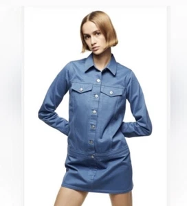 Mini VESTIDO Mujer ZARA Azul Denim Mangas Largas Talla Pequeña - Imagen 1 de 9