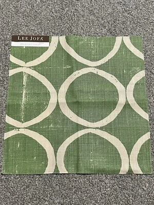 Lee Jofa Fabric Sample 13.25” Circles Forest Linen Green Blithfield Crafts - Image 1 of 4