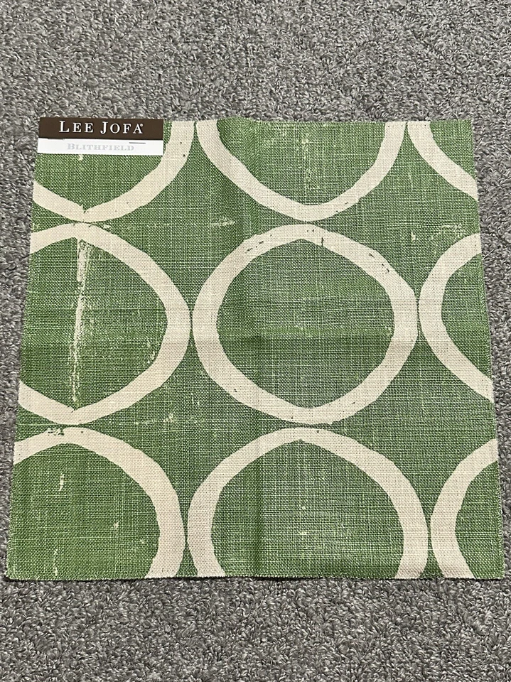 Lee Jofa Fabric Sample 13.25” Circles Forest Linen Green Blithfield Crafts - Image 1 of 4