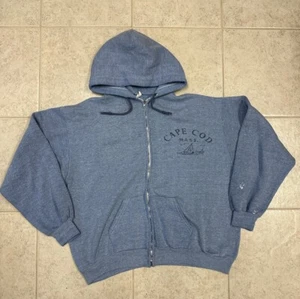 Vintage 60s Fruit Of The Loom Zip Up Hoodie Sweatshirt Sweat Baby Blue Rare L XL - Bild 1 von 9