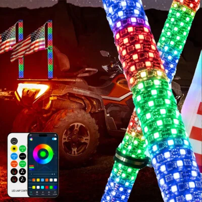 Antena de luces espirales LED RGB de 2 pies de espesor para CF-Moto CForce 600 625 800 1000 Foto 1 de 4