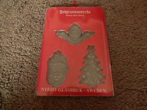 VTG Nybro Glasburk Sweden Glass Christmas Ornaments Paul Isling Santa Angel Tree - Picture 1 of 10