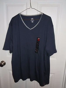 UK Style French Connection Blue with Gray Trim V-Neck T-shirt - XL - NWT - Picture 1 of 3
