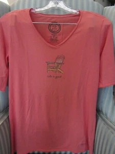 NWOT! LIFE IS GOOD WOMENS S/S LIGHTWEIGHT VEE TEE. "WATERCOLOR ADIRONDACK" (S) - Bild 1 von 3