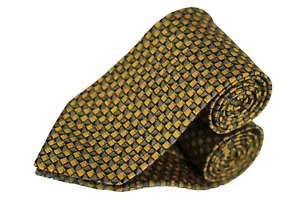 Ermenegildo Zegna Tie Gold Black & Gray geometric Silk Necktie 59 x 3.75 in.