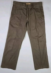 John Varvatos Sz 32R Straight Leg Pants Brown Flap Pocket 33x31.5 100% Cotton - Picture 1 of 10