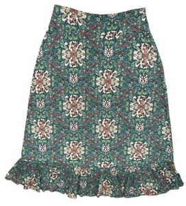 Bisou Bisou Fit & Flair Skirt Teal Blue Floral Ruffle Bottom Sz 1X New w Tags - Picture 1 of 6