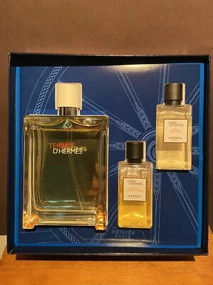 TERRE D'HERMES EAU TRES FRAICHE 3 PIECES GIFT SET 4.2 Oz / 125 ml EDT Spray RARE - Image 1 of 4