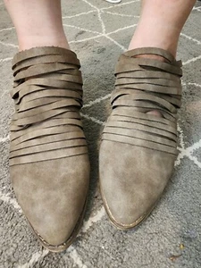 Free People Lost Valley Sliced Booties DUPES Mi.im Free Soul Taupe Size 6 Or 6.5 - Picture 1 of 10