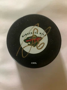 MARIAN GABORIK Minnesota Wild Signed Wild Logo NHL Puck W/COA - Picture 1 of 7
