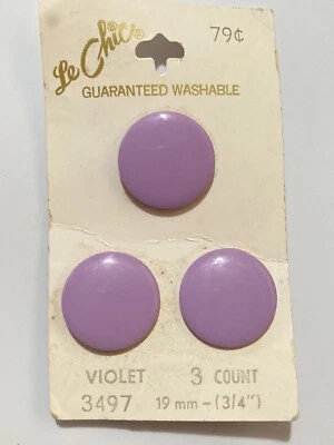 De Colección Le Chic Botones de Plástico Pastel Púrpura Vástago de Disco Liso 3/4" NUEVO Foto 1 de 3