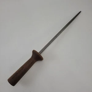 Affilacoltelli Vintage Chicago 10" Affilacoltelli Asta Acciaio Manico Noce - Foto 1 di 4