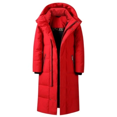 Men's Hooded Parka Overcoat Full Length Puffer Jacket Duck Down Outwear Warm New - Image 1 of 4