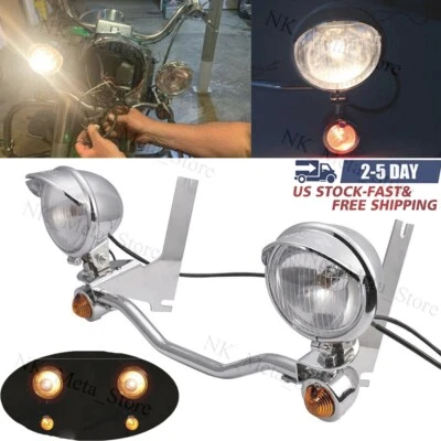 Passing Turn Signals Lamp Driving Fog Spot Light Bar Kit Fits Harley Motorcycle Foto 1 de 4