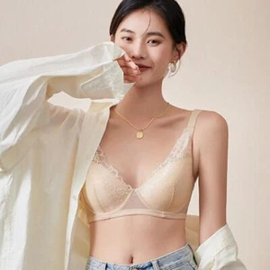 Women's Mulberry Silk Bralette Bra Thin Wireless Breast Breathable UT2S165 - Picture 1 of 16